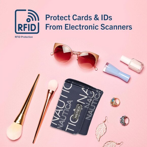 Nautica Women's Rowers End Small Wallet Wave Dreamer RFID Slim Card Holder Purse - Picture 4 of 8